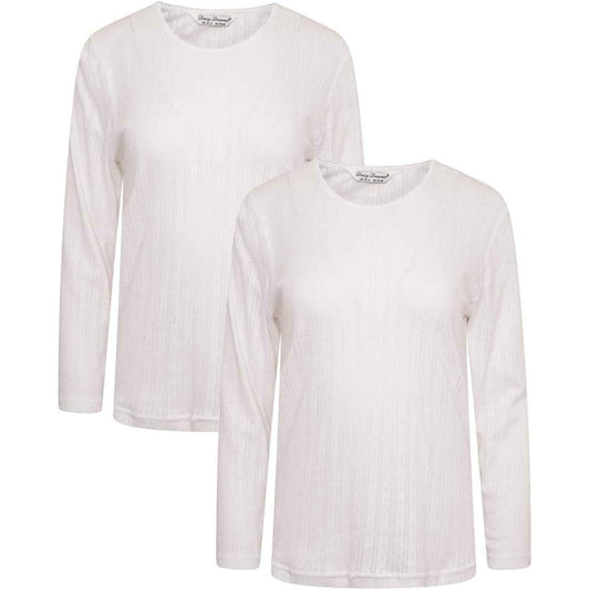 2 Pack Women's Thermal Long Sleeve Tops Base Layer Insulated Warm Underwear for Outdoor Sports Running Hiking Cold Weather Workwear by Heatwave Thermalwear