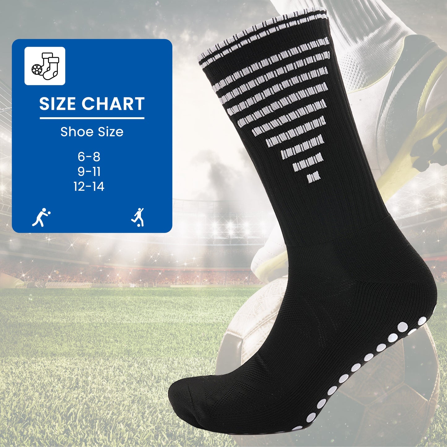 3 Pairs Black Anti Slip Football Grip Socks for Men Sports Socks for Gym Running Yoga Trekking Hiking by Sock Stack