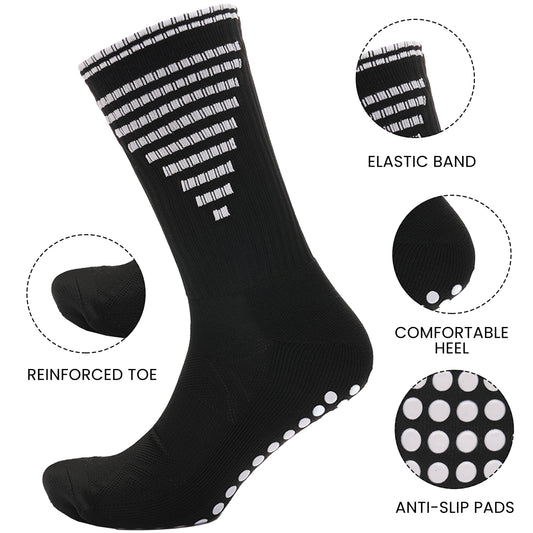 3 Pairs Black Anti Slip Football Grip Socks for Men Sports Socks for Gym Running Yoga Trekking Hiking by Sock Stack