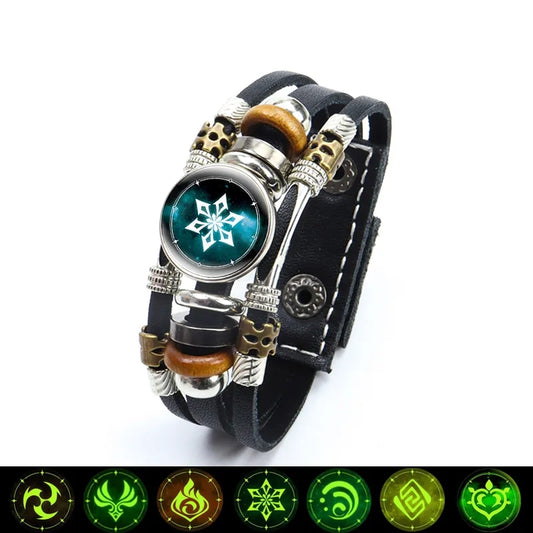 men's Luminous Genshin Impact Leather Bracelet