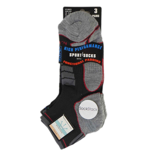 6 Pairs Mens Athletic Low-Cut Trainer Sport Socks for Running Cycling Gym Compression Moisture-Wicking with Arch Support by Sock Stack