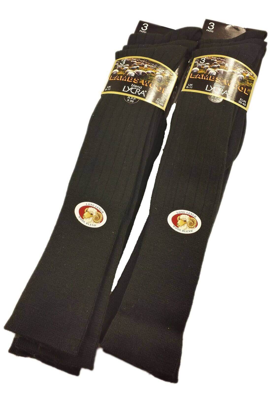 6 Pairs Mens Knee High Wool Hiking Riding Socks Cushioned Arch Support Durable Reinforced Toe Warm Breathable by Sock Stack