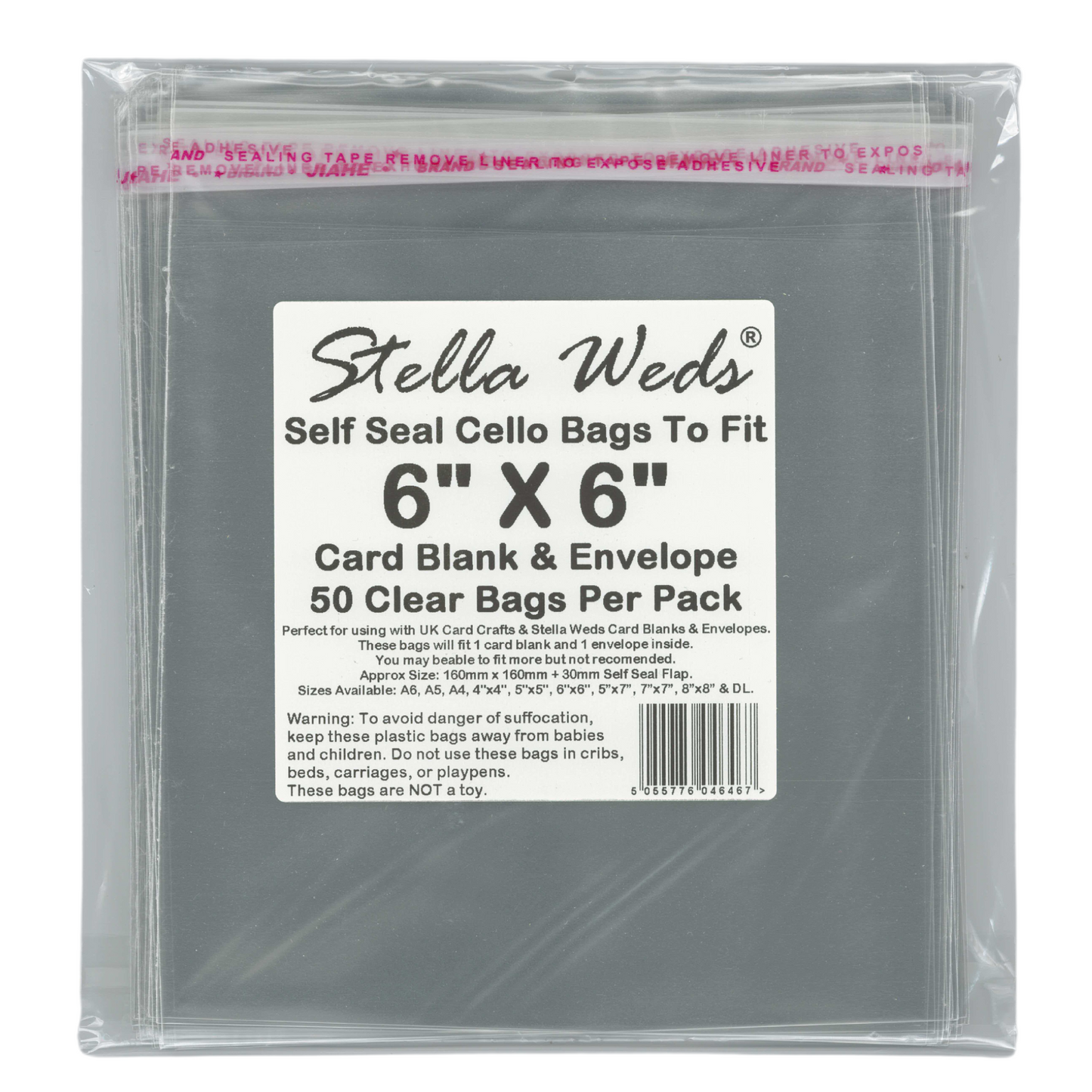 1000 x Clear Self Seal Bags To Fit 6x6 Card Blank & Envelope