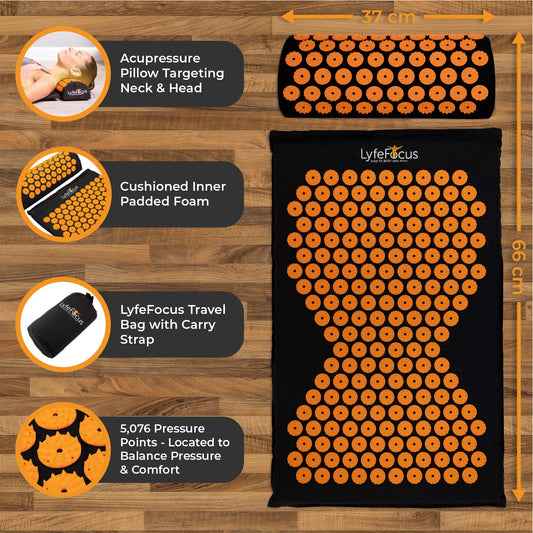 Acupressure Mat & Pillow (Orange)