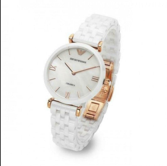 Emporio Armani Women’s Watch Ceramic White Strap With White Dial AR1486