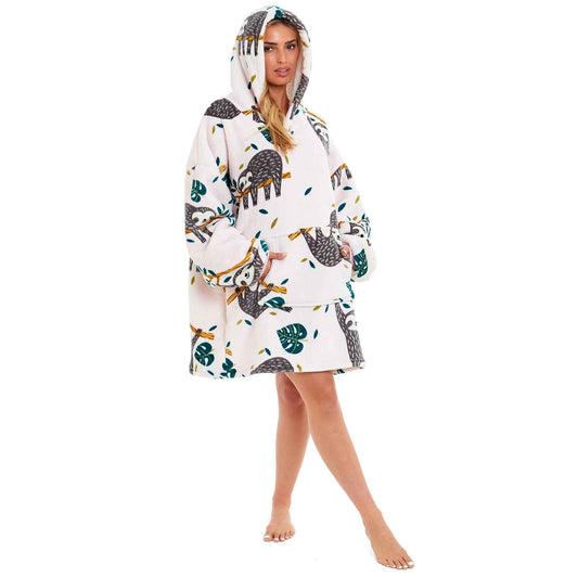 Giant Cozy Sloth Hooded Blanket Ultra Soft Sherpa Fur Plush Flannel Fleece Oversized Hoodie Sweatshirt for Adults and Kids Premium Loungewear by Daisy Dreamer