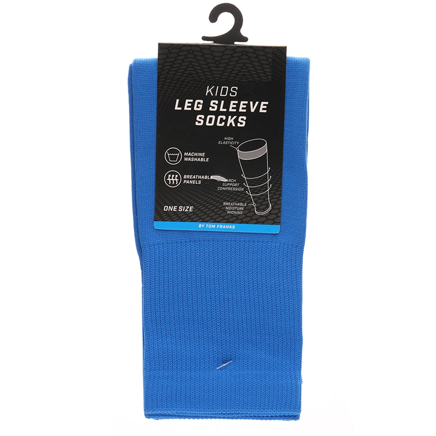 Kids Leg Sleeve Socks Blue Fits Over Calf Shin Pads Compression Sleeves for Football Training Running by Sock Stack
