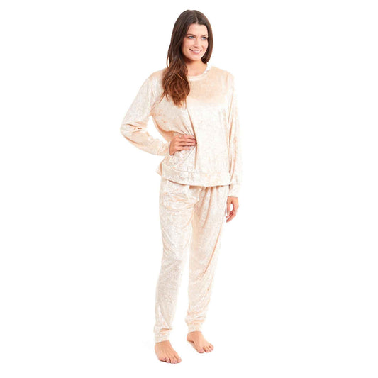 Luxurious Women's Soft Crushed Velvet Pyjama Set Comfortable Loungewear Stylish Nightwear with Elasticated Waistband Multiple Sizes Daisy Dreamer