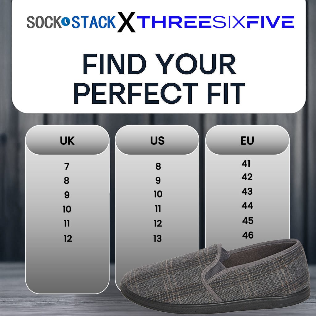 Men’s Checked Slippers Memory Foam Cushioned Soft Lining Warm Thermal Slip On House Shoes Pair for Indoor Use by Sock Stack