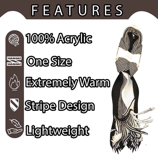 Men's Multi-Coloured Woven Stripe Thermal Winter Scarf Durable Lightweight Acrylic for Insulation and Comfort Casual and Formal Wear by Sock Stack