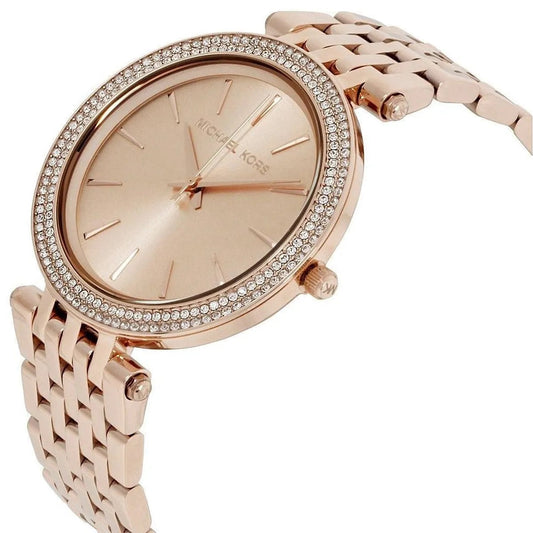 Michael Kors Women’s Watch Stainless Steel Rose Gold Strap With Rose Gold Dial And Crystals MK3192