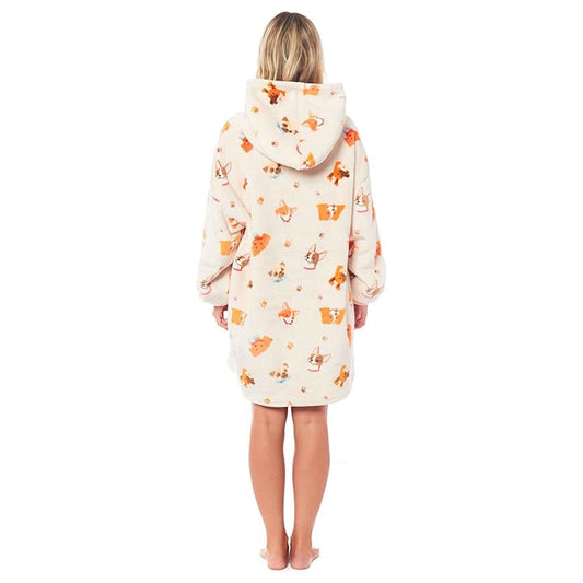 Oversized Dogs Reversible Sherpa Hooded Blanket Ultra Soft Flannel Fleece Hoodie for Adults and Kids with Large Pocket Durable Polyester by Daisy Dreamer