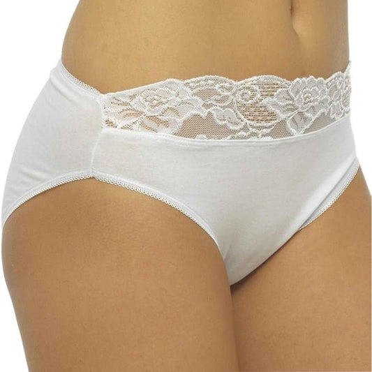 Pack of 10 Cotton Rich Lace Brief Knickers for Women Comfortable Stretch Waistband Assorted Colours Breathable Underwear UK Sizes 10-20 by Daisy Dreamer