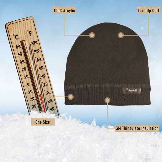 Pack of 2 Mens Stripe Fleece Beanie Hat with 3M Thinsulate Insulation Quick Drying Lightweight Winter Thermal Protection for Skiing Hiking Outdoor by Sock Stack