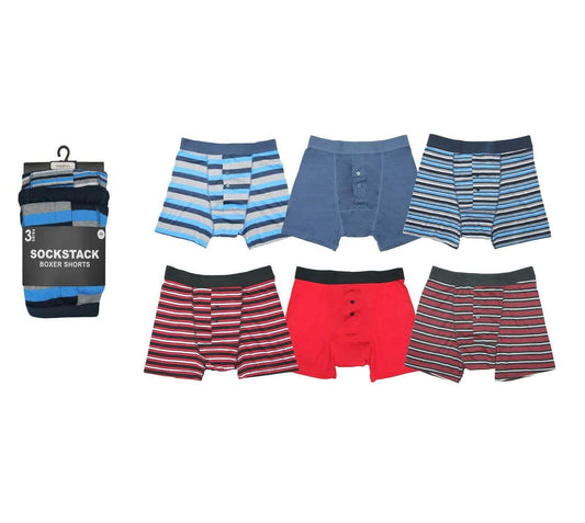 Pack of 6 Mens Cotton Stretch Striped Boxer Shorts Comfortable Breathable Underwear for Everyday Wear Gym and Home by Sock Stack