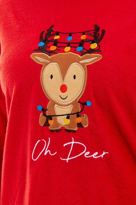 Women's Super Soft Reindeer Polar Fleece Pyjama Set Hooded Top Elasticated Pants Christmas Loungewear Winter Gift by Daisy Dreamer