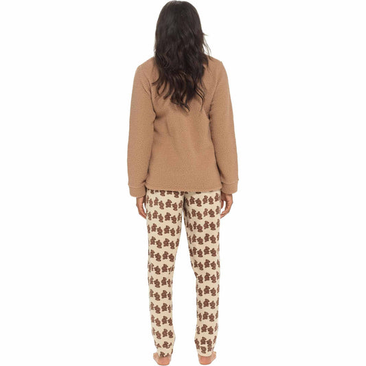 Women's Teddy Bear Warm Soft Fleece Pyjama Set Cozy Loungewear PJs by Daisy Dreamer