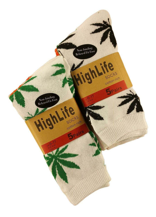 10 Pairs Leaf Comfort Fit Socks Ultra-Smooth Flat Toe Seam Cotton-Rich Assorted Styles UK 6-11 EUR 39-45 by Sock Stack