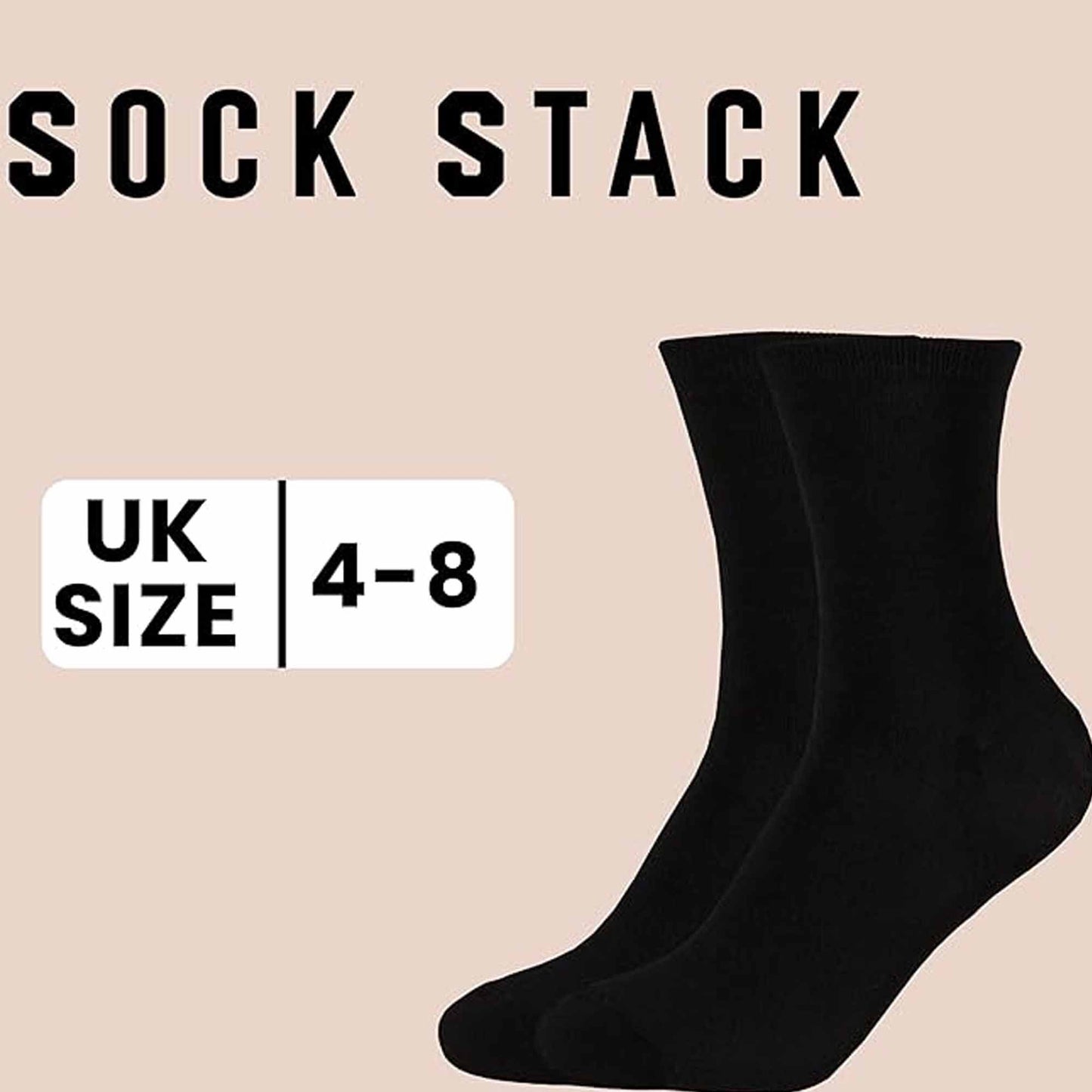 10 Pairs Women's Black Ankle Socks Breathable Super Soft Modal Cotton for Everyday Wear Size 4-8 Moisture-Wicking Durable by Sock Stack