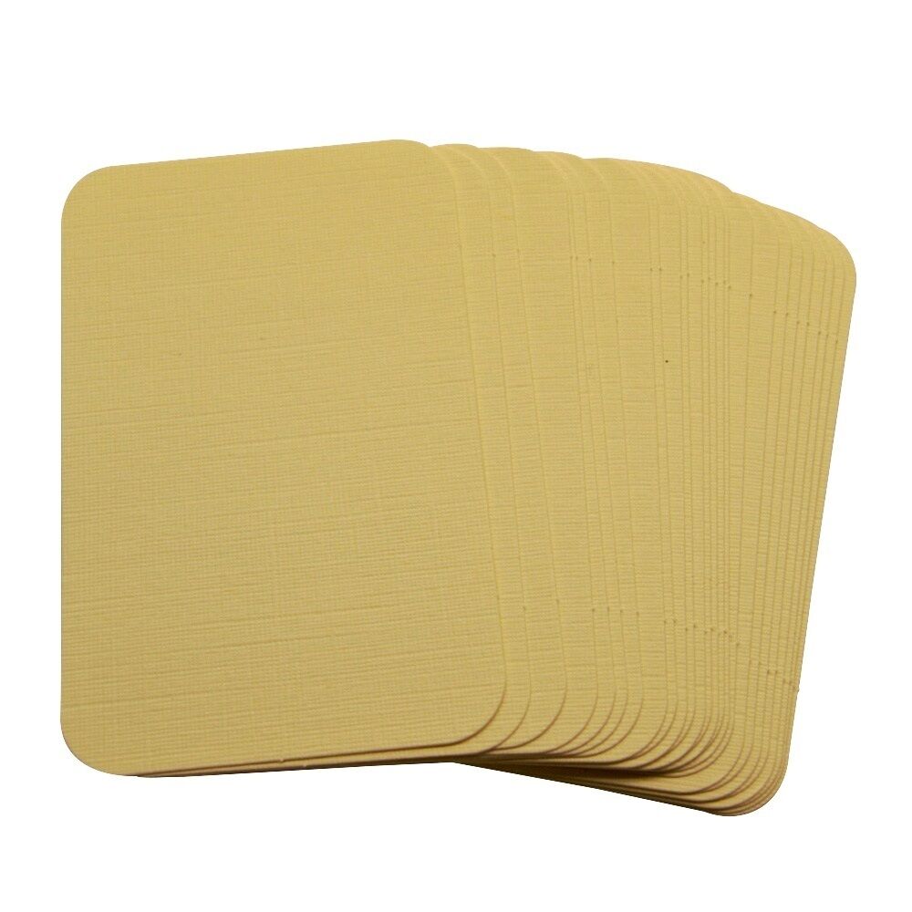 50 x Linen Ivory Rounded Corner Blank Business Cards – 260gsm – Stamp, Write