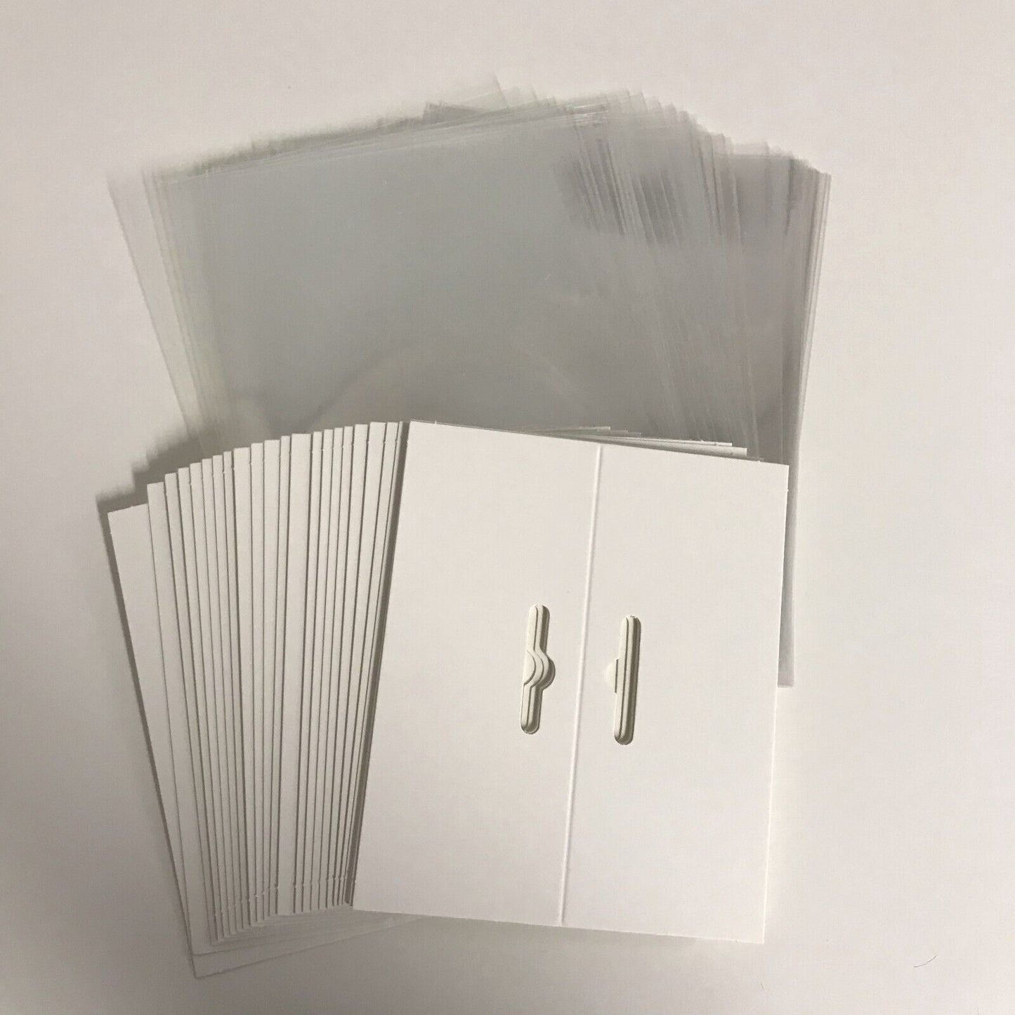 100 Header Cards With Free Bags. Euro Slot, Blank Shop Product Display Packaging