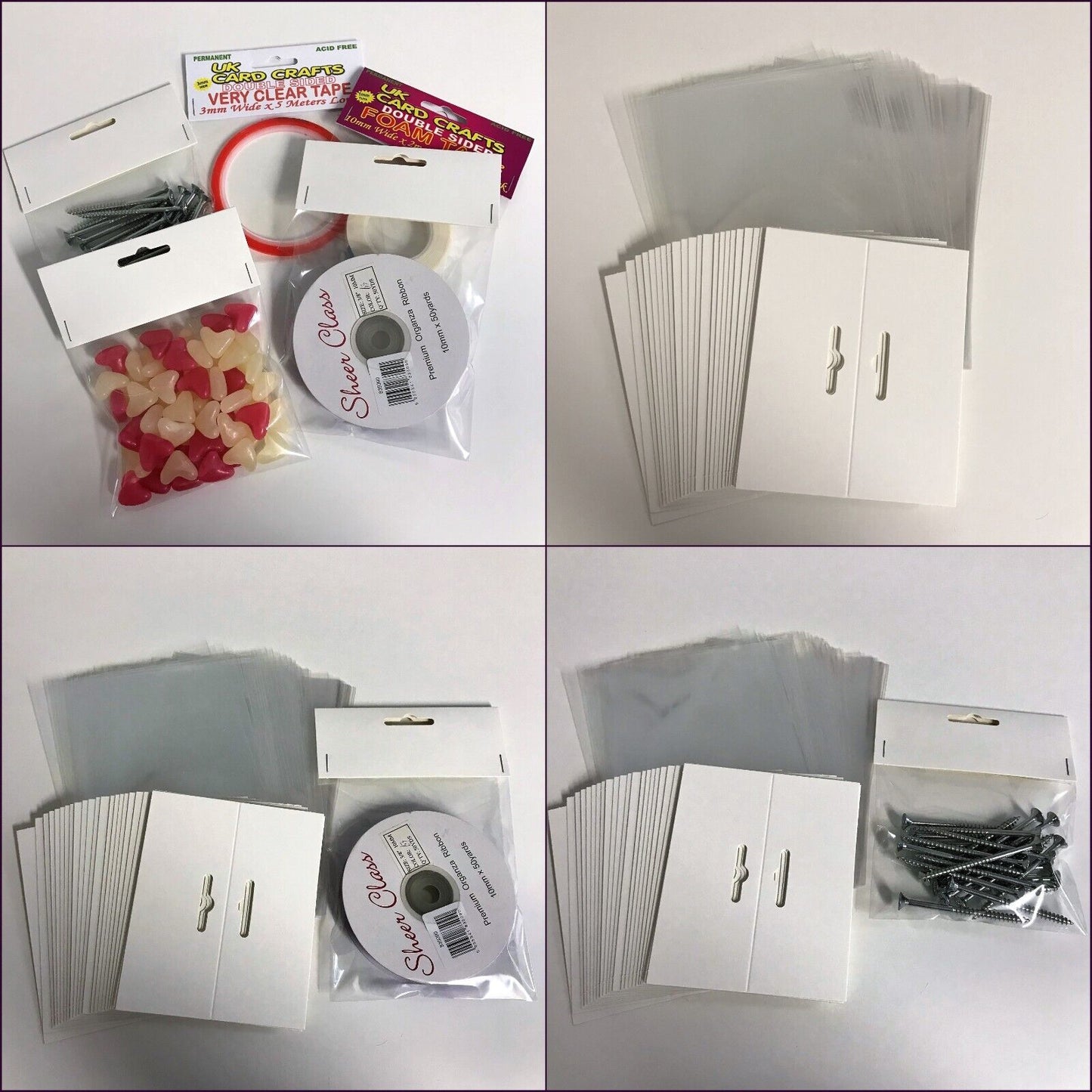 100 Header Cards With Free Bags. Euro Slot, Blank Shop Product Display Packaging