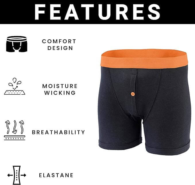 12 Pack Classic Menswear Black Cotton Blend Boxer Shorts Breathable Activewear Comfortable Stretch Colourful Waistband Durable Lightweight Button Fly Underwear MB08 by Sock Stack