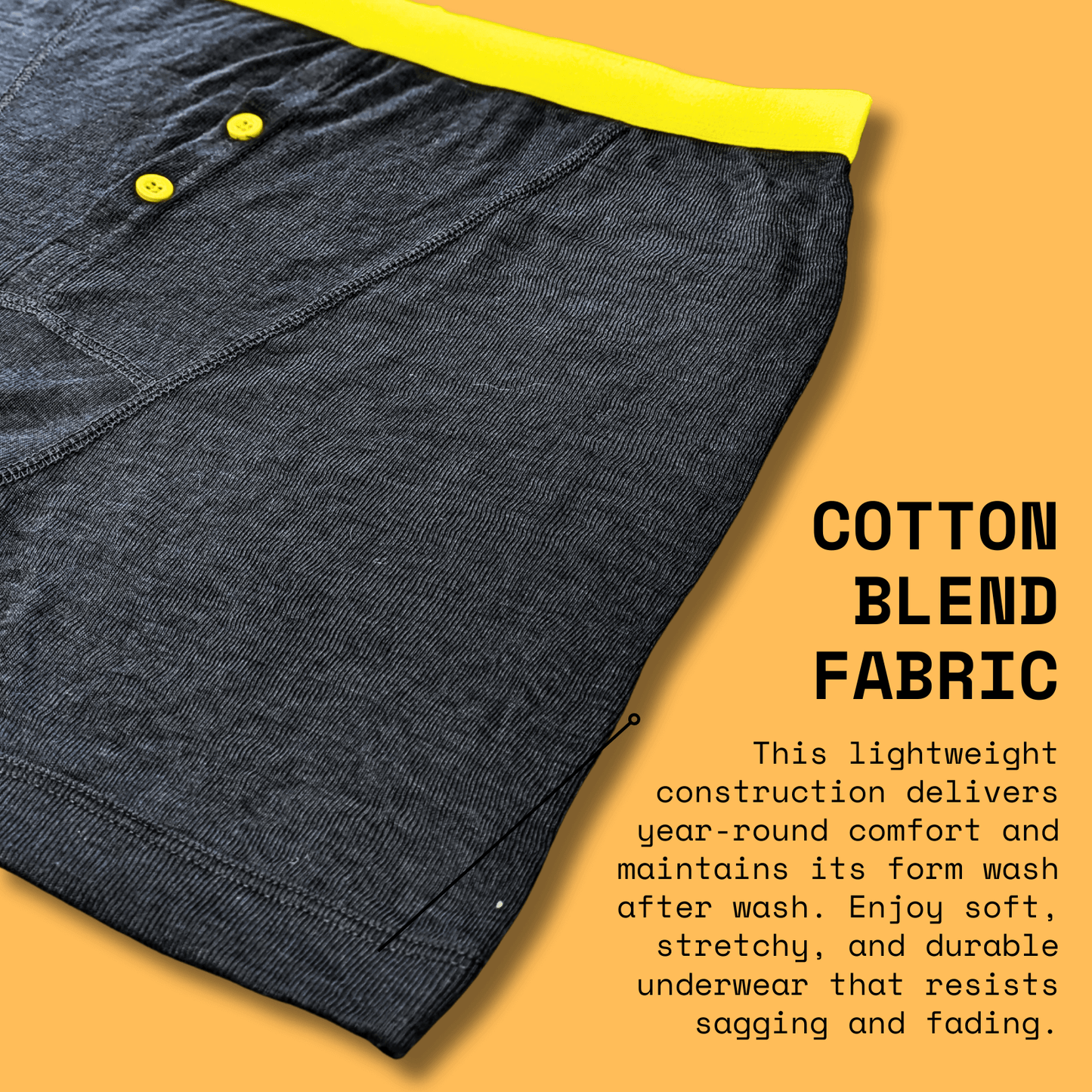 6 Pack Classic Menswear Black Cotton Blend Boxer Shorts Breathable Activewear Comfortable Stretch Colourful Waistband Durable Lightweight Button Fly Underwear MB08 by Sock Stack