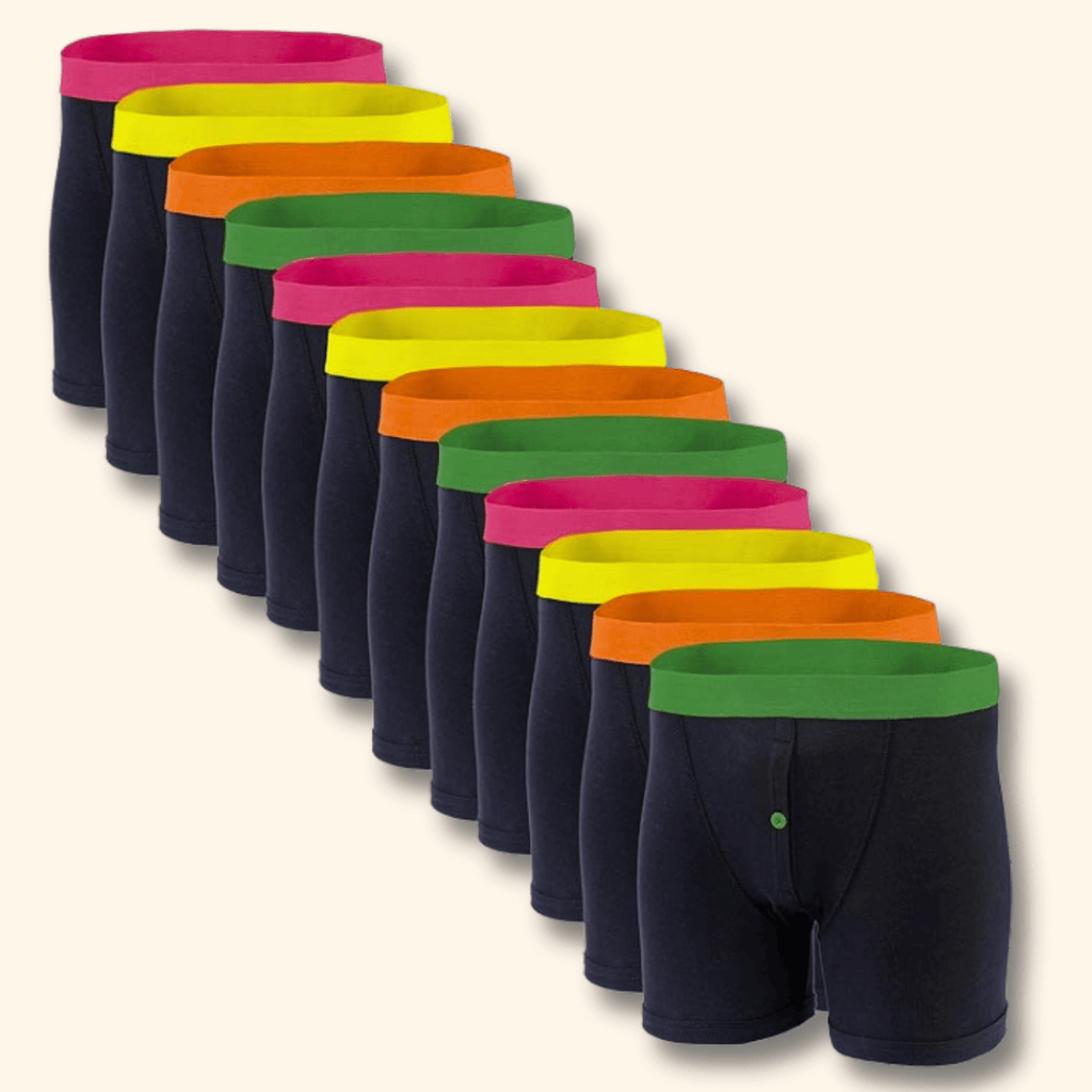 Sock Stack Boxer Shorts 12 Pack Black Cotton Blend Breathable Comfortable Stretch Button