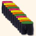 Sock Stack Boxer Shorts 12 Pack Black Cotton Blend Breathable Comfortable Stretch Button