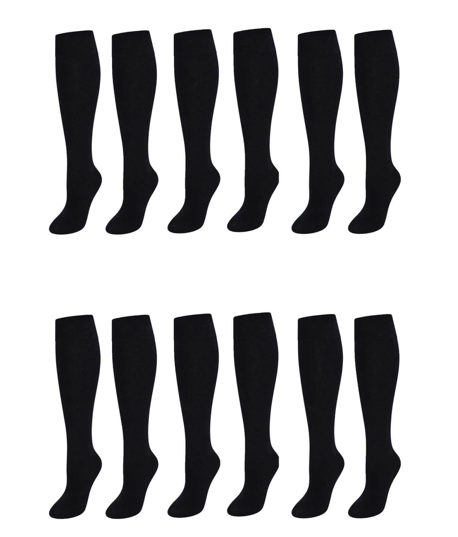 Sock Stack Girls Long School Socks 12 Pairs Cotton Rich Sculpted Heels And Toes Sizes