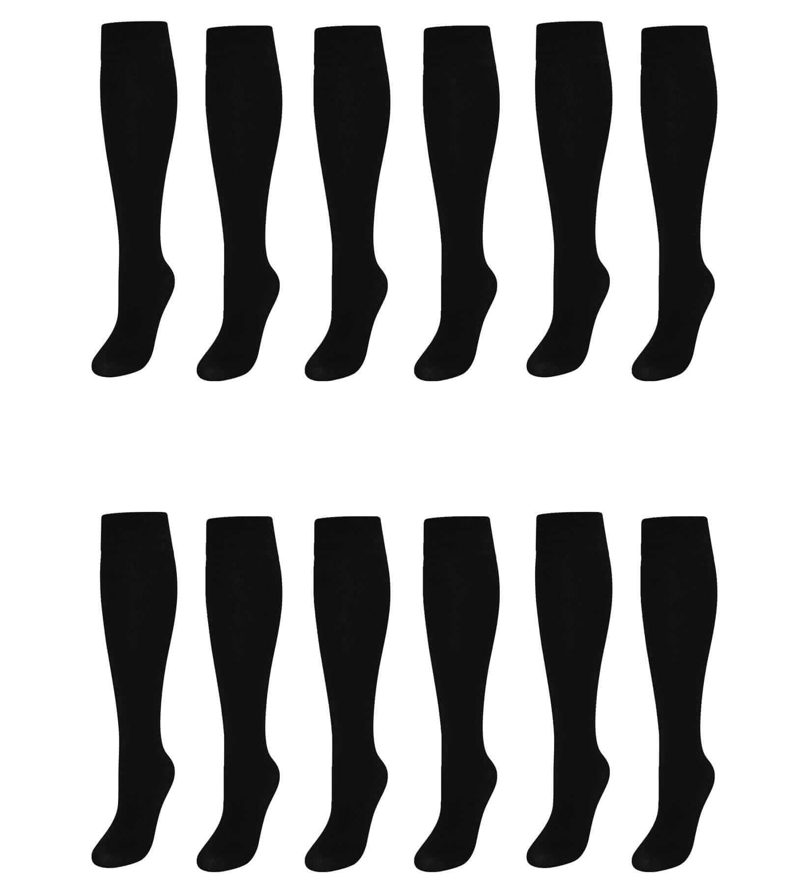 Sock Stack Girls Long School Socks 12 Pairs Cotton Rich Sculpted Heels And Toes Sizes