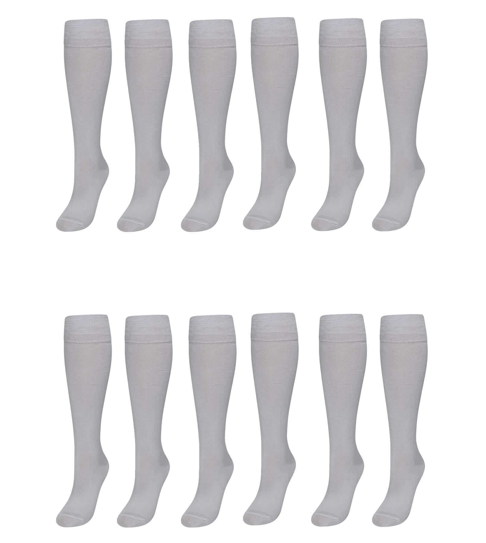 Sock Stack Girls Long School Socks 12 Pairs Cotton Rich Sculpted Heels And Toes Sizes