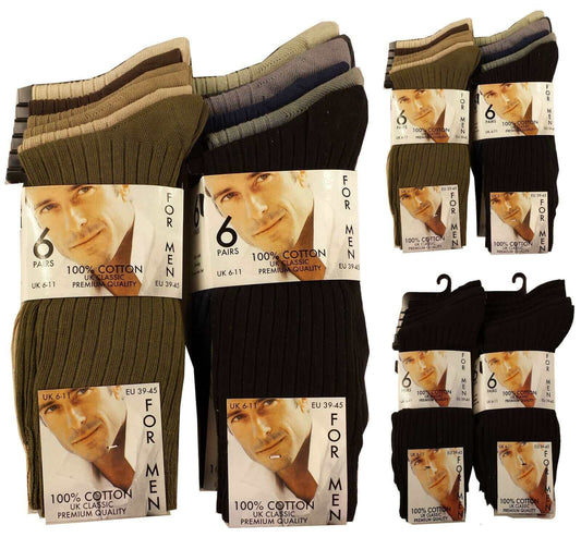 12 Pairs Men's 100% Cotton Moisture-Wicking Antibacterial Dress Work Socks Assorted Brown Black Comfortable All Day Wear Sustainable by Sock Stack