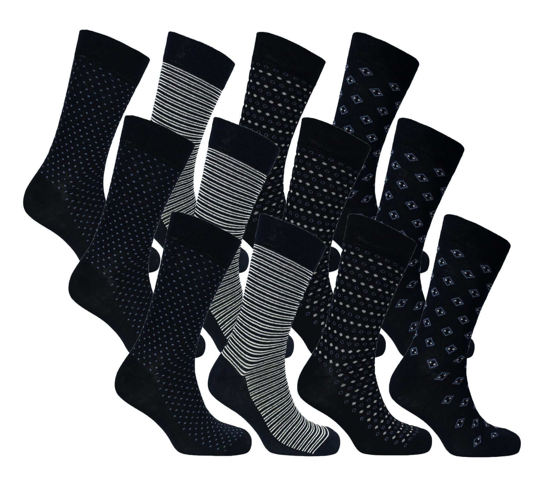 Sock Stack Men's Colourful Heel Toe Black Argyle Diamond Socks Cotton Rich Comfort Fit