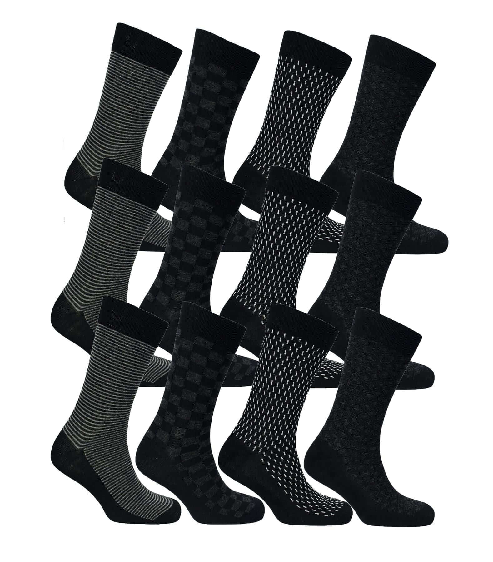 Sock Stack Men's Colourful Heel Toe Black Argyle Diamond Socks Cotton Rich Comfort Fit