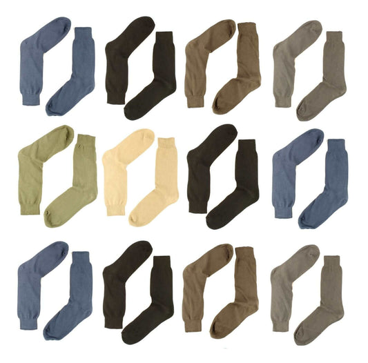 12 Pairs Mens Dress Socks Seam-Free Toe 100% Sustainable Cotton Moisture-Wicking Antibacterial Breathable Elastic Band Ideal for Office Formal Wear UK 6-11 EU 39-45 by Sock Stack