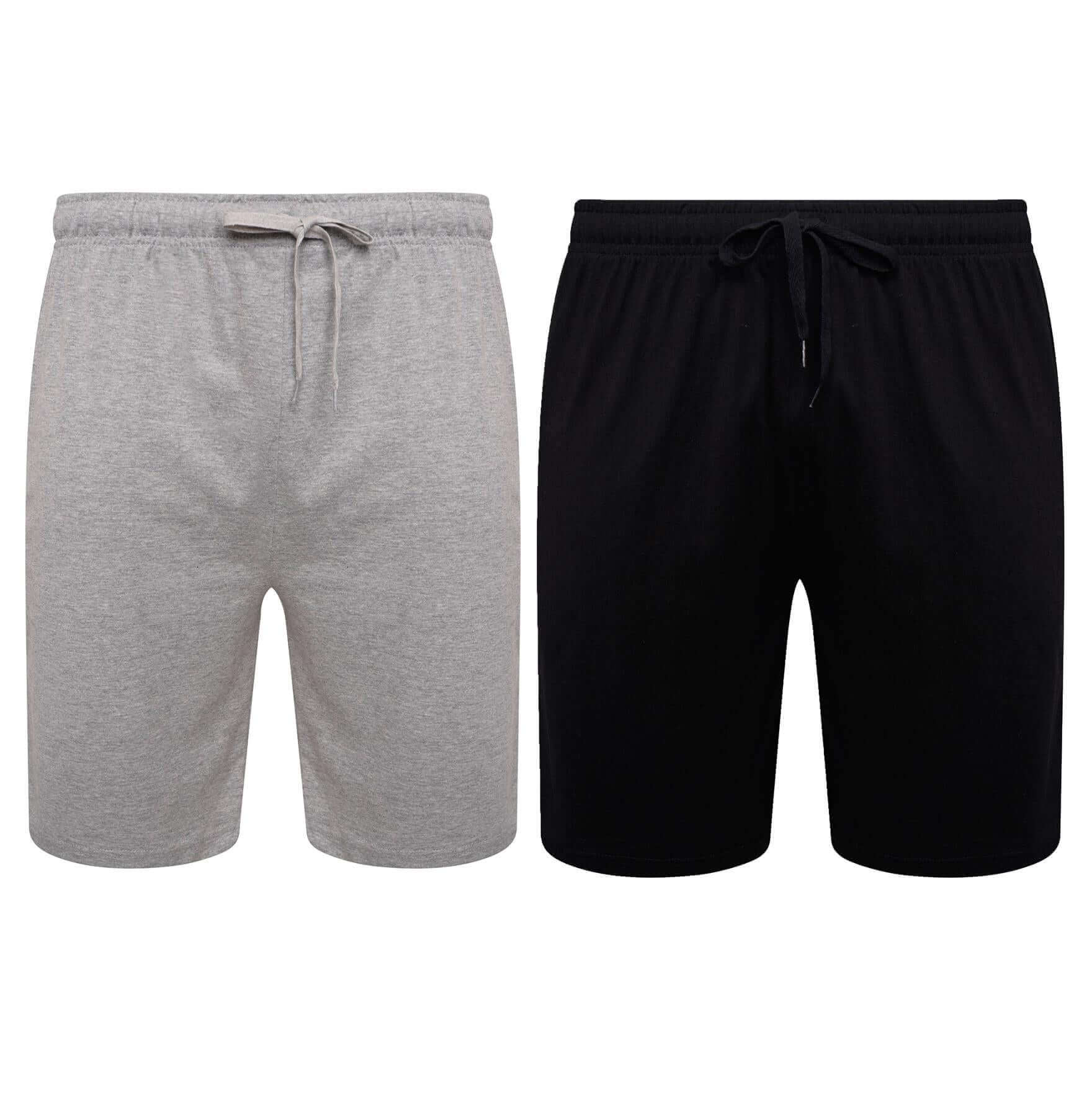 Sock Stack Men's Cotton Lounge Shorts Stretchable 2 Pack Black Navy Grey Durable