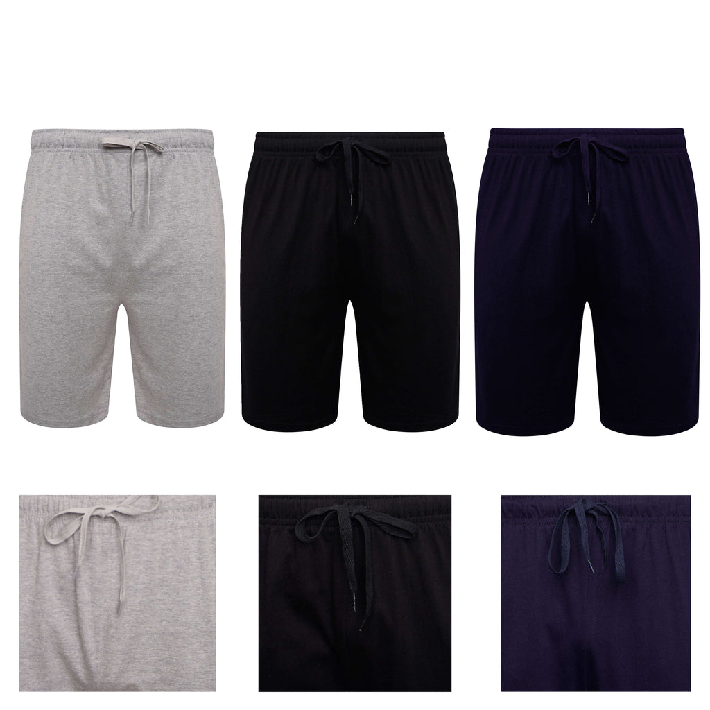 Sock Stack Men's Cotton Lounge Shorts Stretchable 2 Pack Black Navy Grey Durable