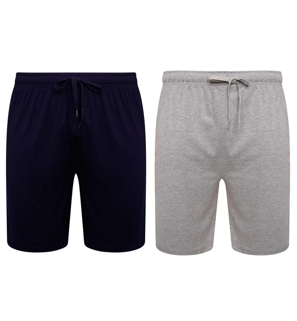 Sock Stack Men's Cotton Lounge Shorts Stretchable 2 Pack Black Navy Grey Durable