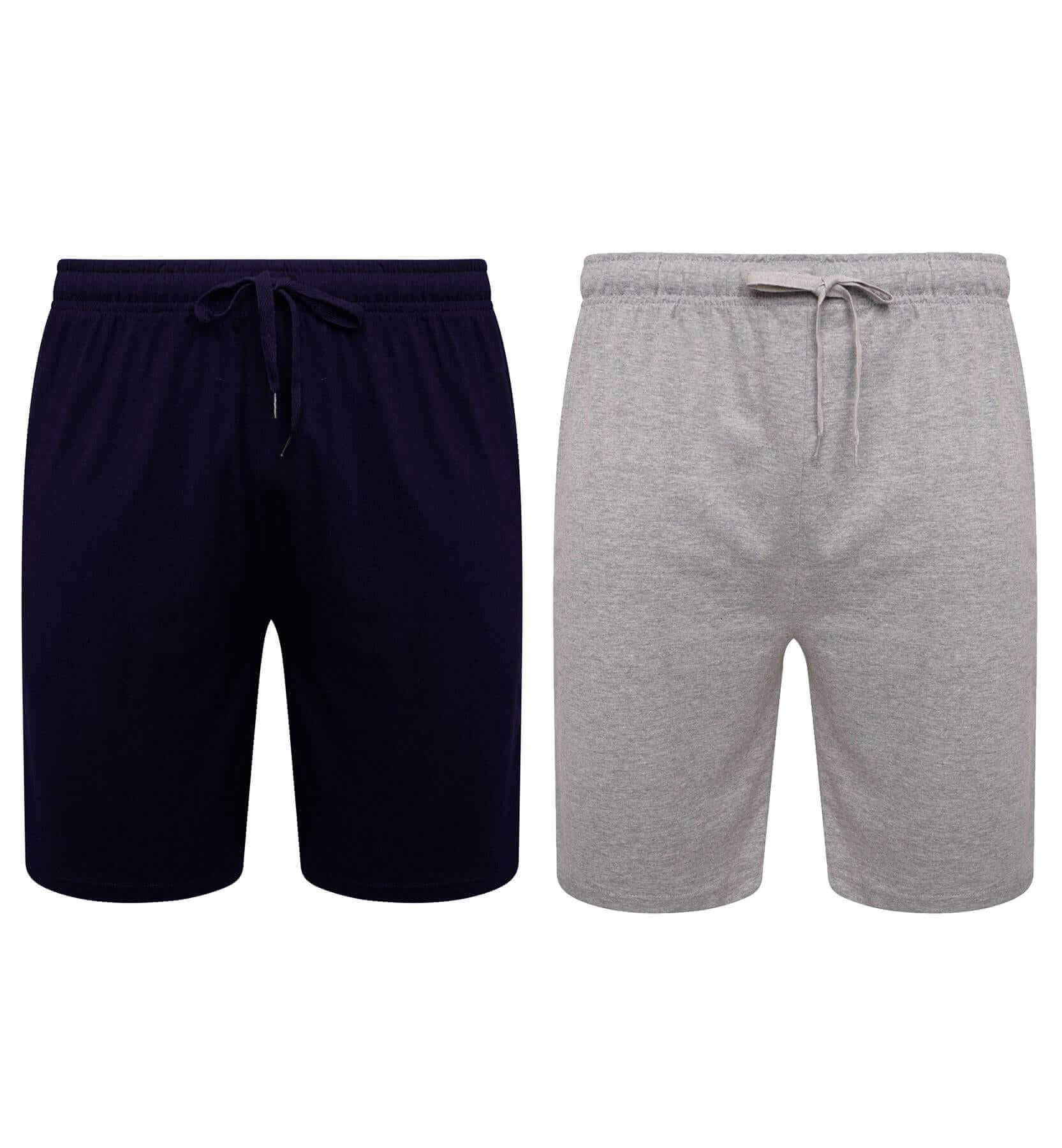 Sock Stack Men's Cotton Lounge Shorts Stretchable 2 Pack Black Navy Grey Durable