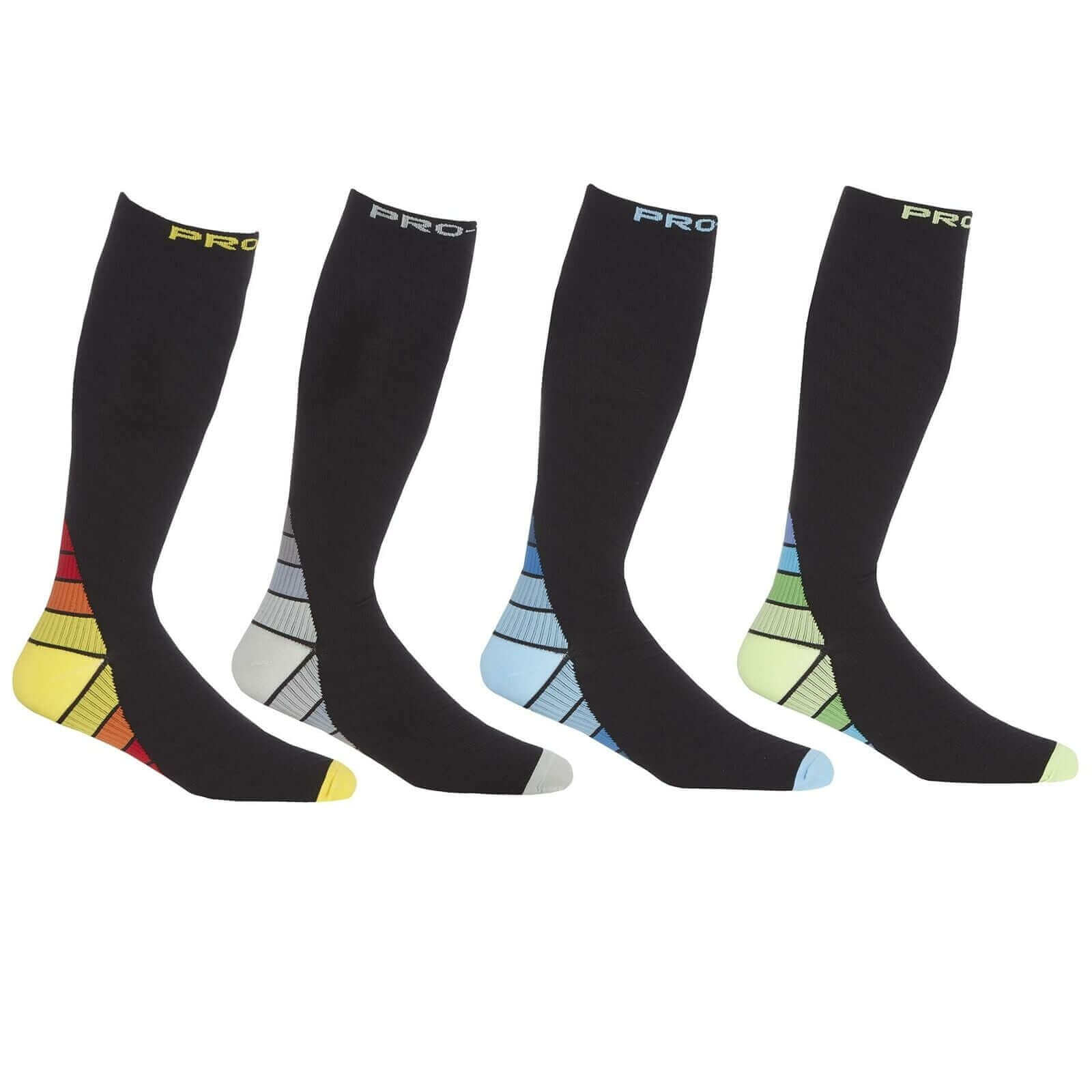 Sock Stack Men's Long Compression Socks 2 Pack Breathable Anti-Crimp Design Black Reinforced Heel and Toe Comfort