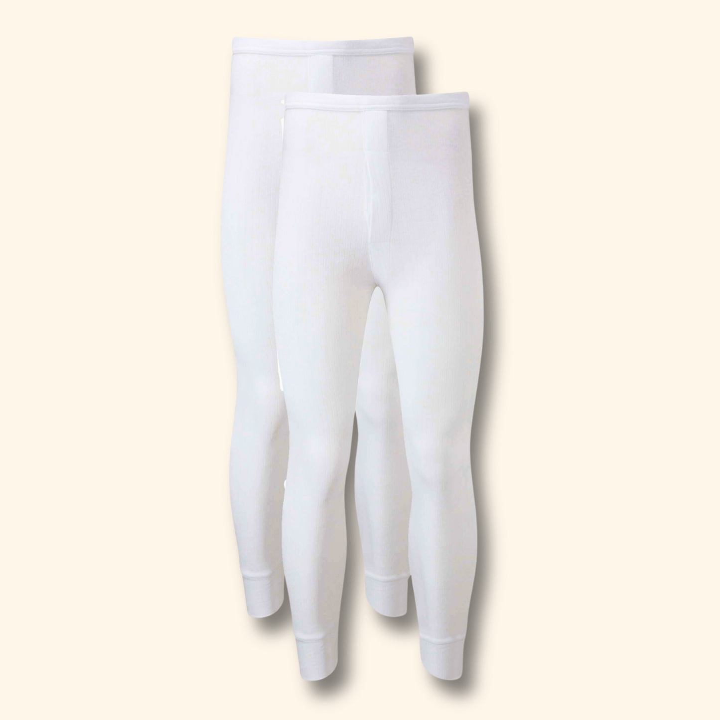 2 Pack Men's Thermal Underwear Long John Trousers Bottom Warm Durable Baselayer Insulated Brushed Yarn for Running Hiking Outdoor Sports Workwear Small to XXL White Black Grey Navy by Heatwave Thermalwear