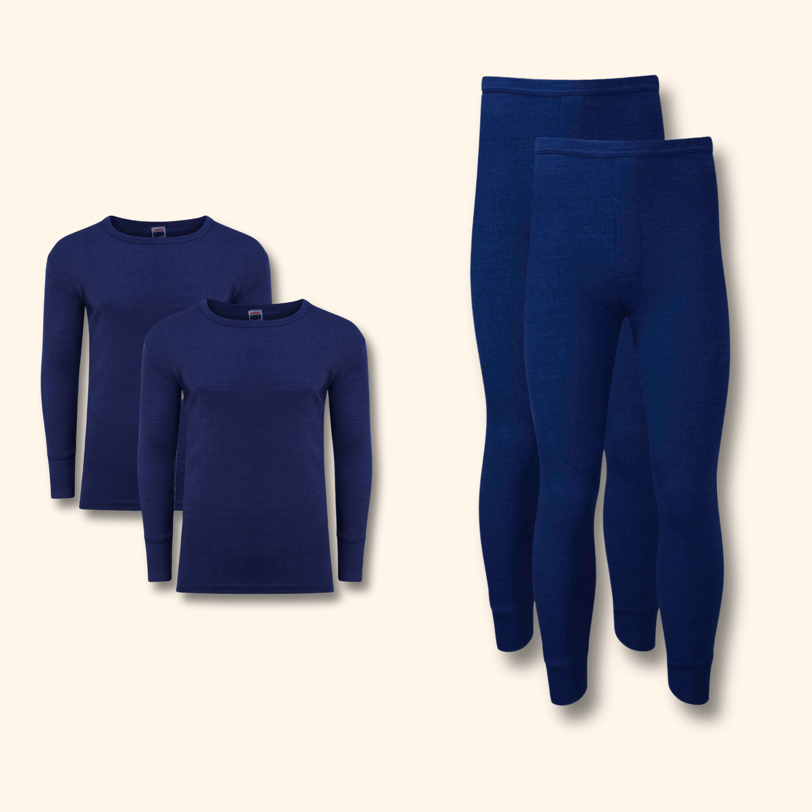 Heatwave Thermalwear Men's Thermal Underwear Set 2 Pack Long Sleeve Top and Long Johns