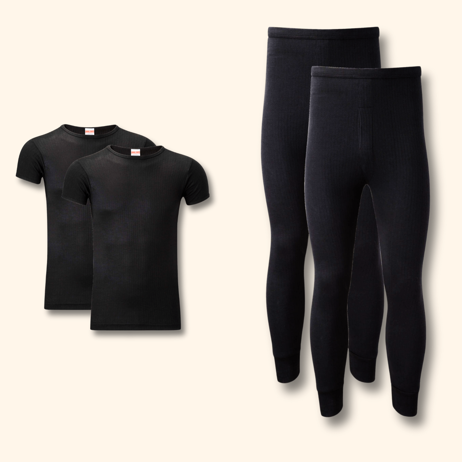 Heatwave Thermalwear Men's Thermal Underwear Set 2 Pack T Shirt And Long Johns Brushed