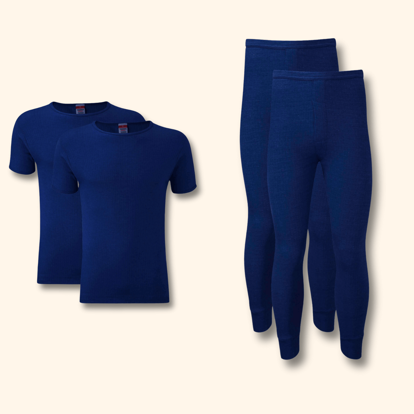 2 Pack Mens Thermal Underwear Set T Shirt Tops and Long John Bottoms Warm Baselayer Insulated Brushed Yarn for Winter Outdoor Sports in Small to XXL White Black Grey Navy by Heatwave Thermalwear