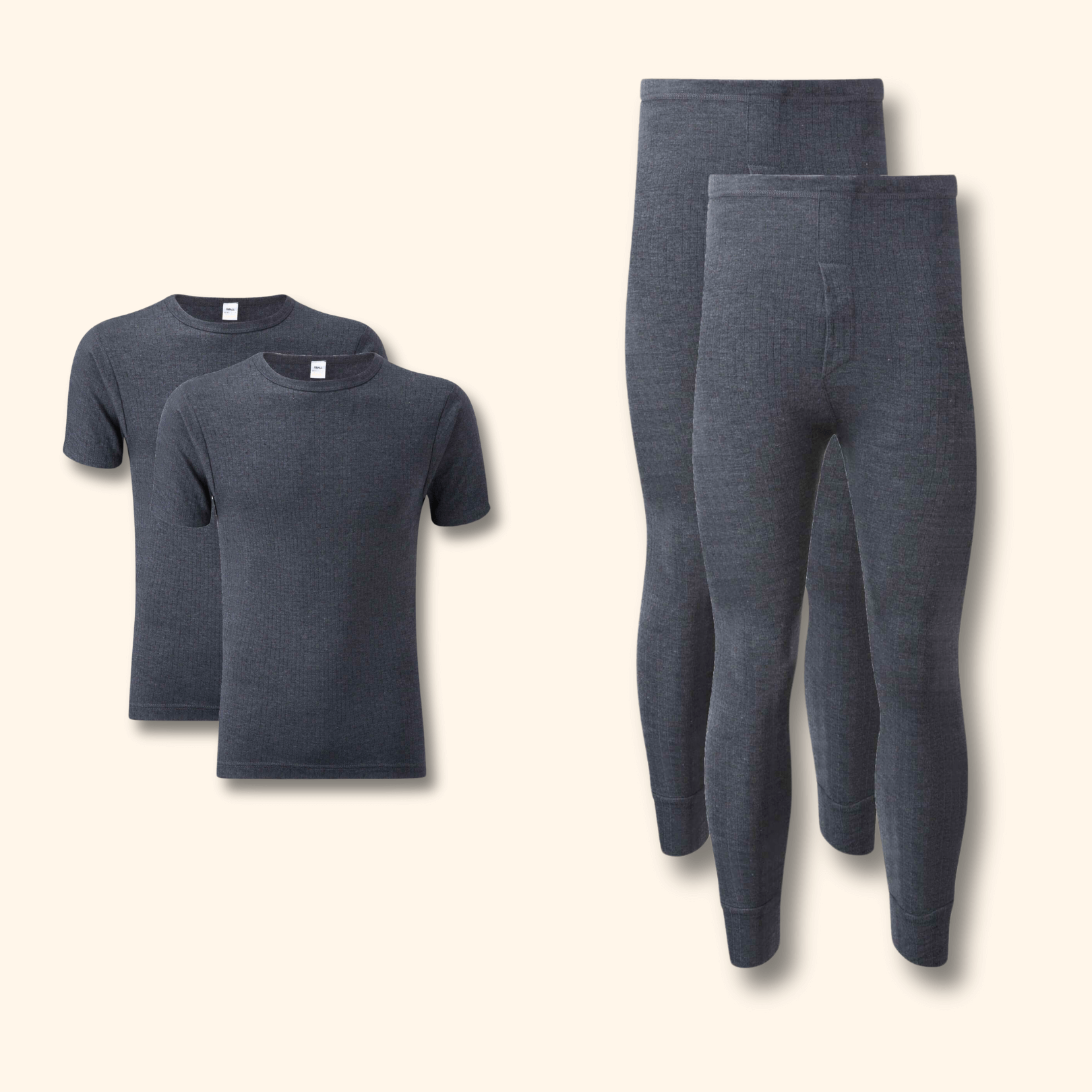 Heatwave Thermalwear Men's Thermal Underwear Set 2 Pack T Shirt And Long Johns Brushed