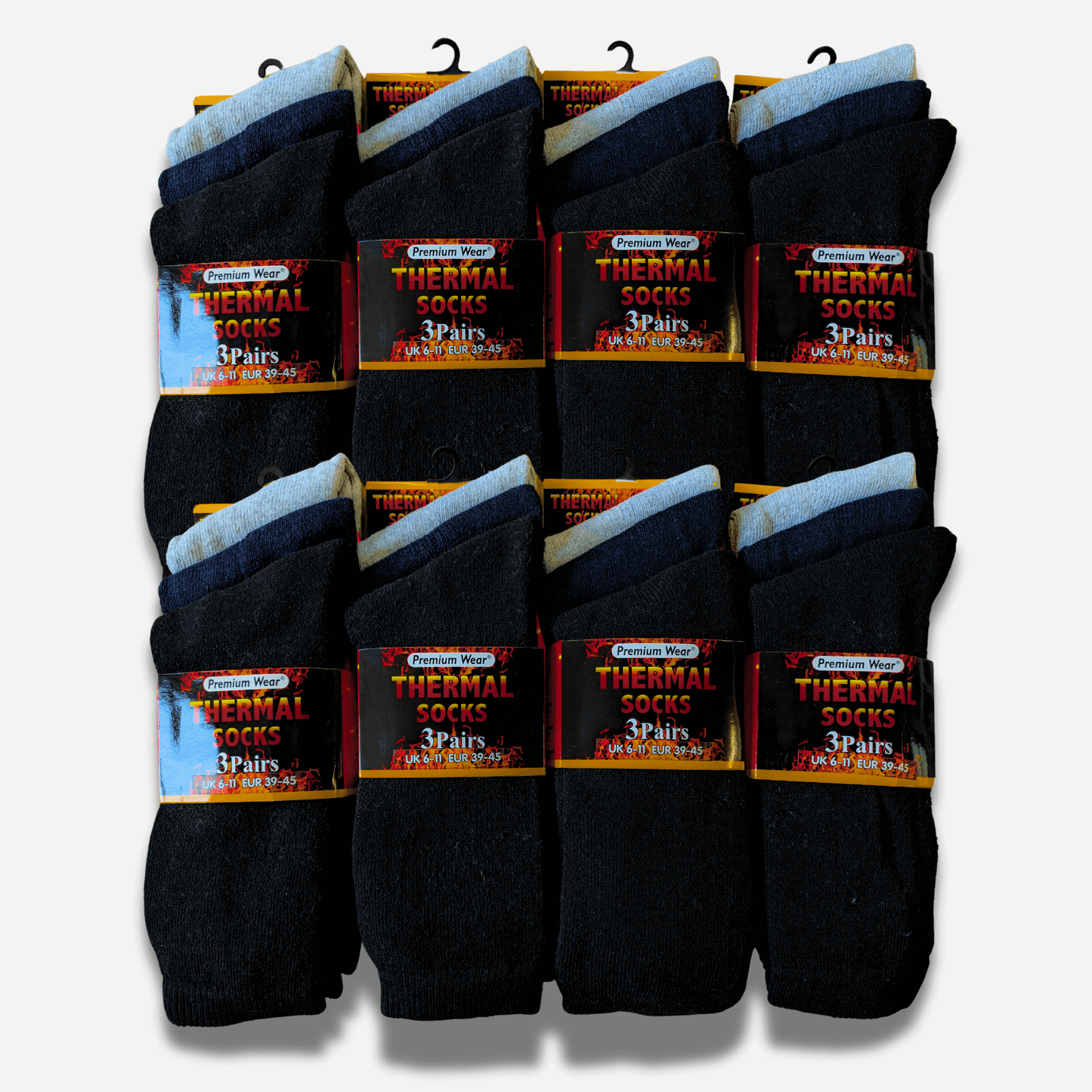 24 Pairs Mens Black Thermal Socks Warm Work Boot Socks Superior Insulation Cold Weather Double Brushed Advanced Knitting Technology Extra Warmth by Heatwave Thermalwear