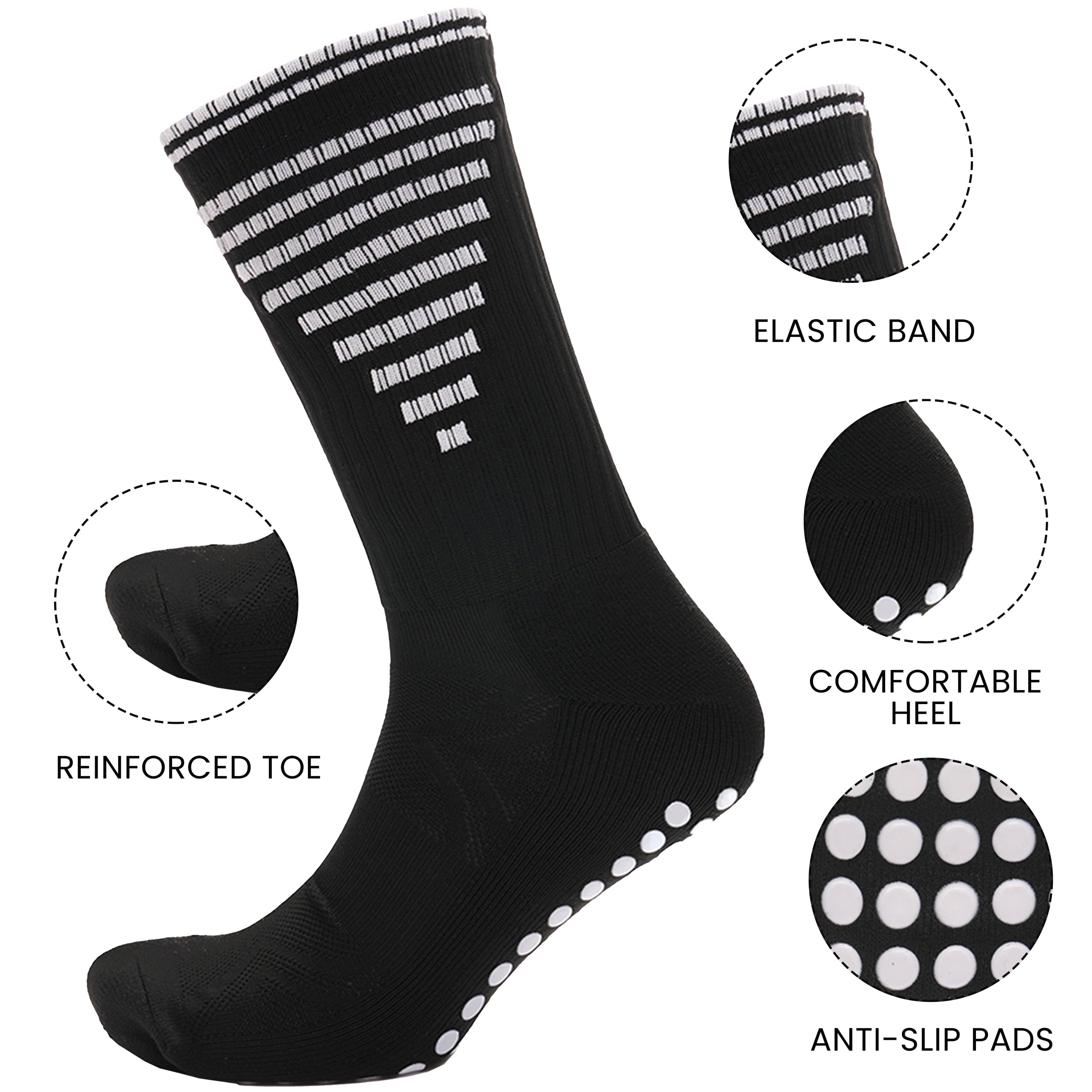Sock Stack 3 Pairs Black Anti Slip Football Grip Socks For Men Sports Socks For Gym Running Yoga Trekking Hiking All Day Comfort And Traction