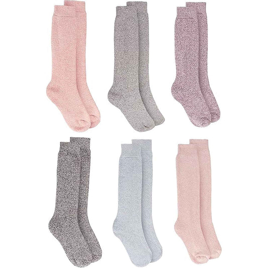 3 Pairs Ladies Wellington Boot Socks Warm Thermal Knee-High Outdoor Hiking Wool Blend Moisture-Wicking Assorted Colors Size UK 4-8 EU 37-40 by Sock Stack
